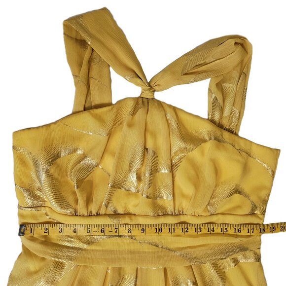 LE CHATEAU Yellow Halter Chiffon Knee-Length Cocktail Dress Size XXL - Picture 6 of 11